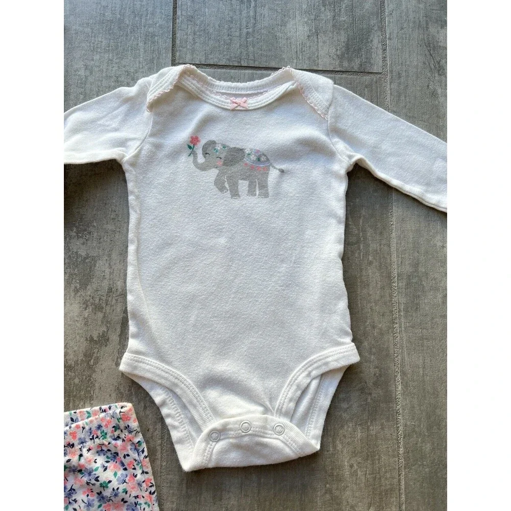 Baby Girl 3 Piece Outfit Set Boho Elephant SWEET One Piece Bodysuits & Pants 3m